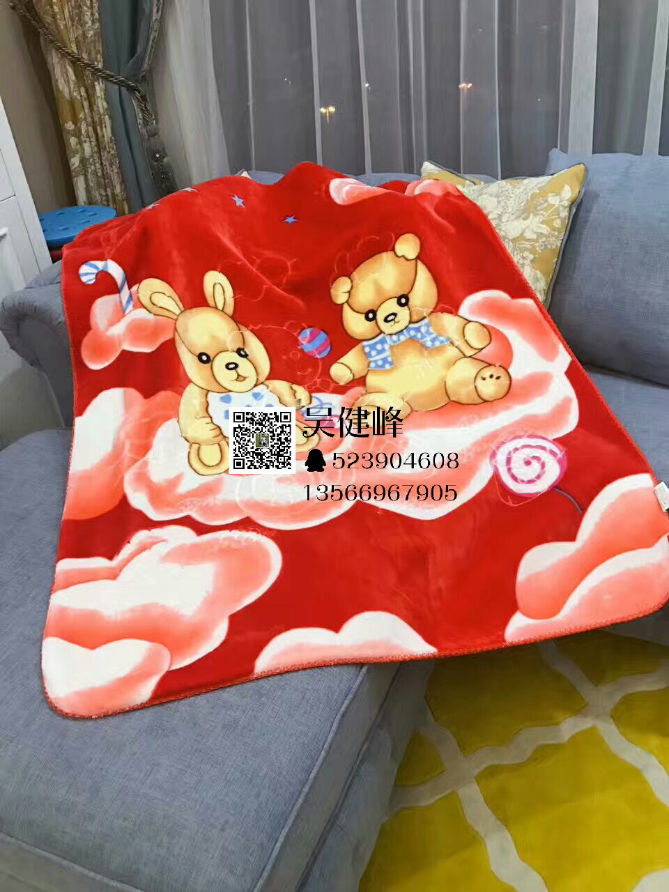 新款优质高档双层卡通加厚压花云貂绒童毯儿童毛毯云毯婴儿盖毯产品图