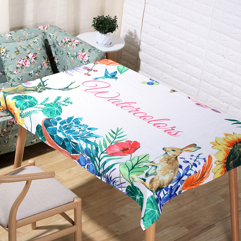 Factory direct sales of flower series tablecloths, cute tablecloths, cotton, linen and linen fabric, one-piece consignment details Picture