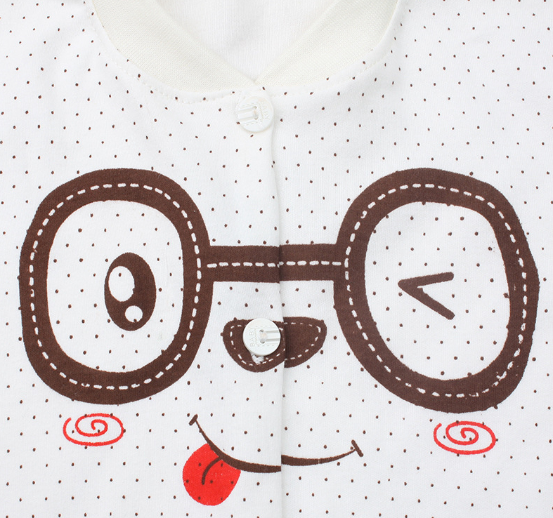 40精梳棉调皮小眼镜对襟纽扣婴幼儿内衣两件套细节图