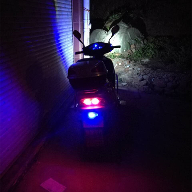 LED motorcycle flashing taillights, red and blue flashing warning lights, led anti-rear-end fog lights Item Picture