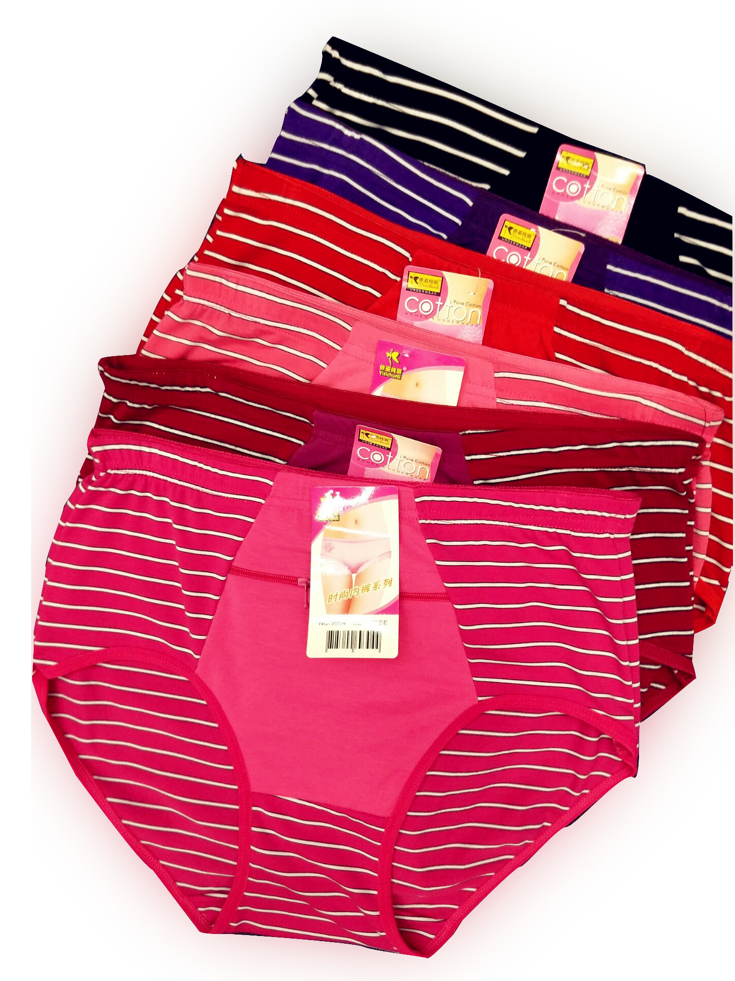 Wholesale women's large version zipper pocket shorts cotton striped pants horizontal shorts thumbnail