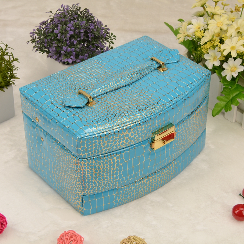 Guanyu crocodile PU leather jewelry box three-layer jewelry box Jewelry box storage box