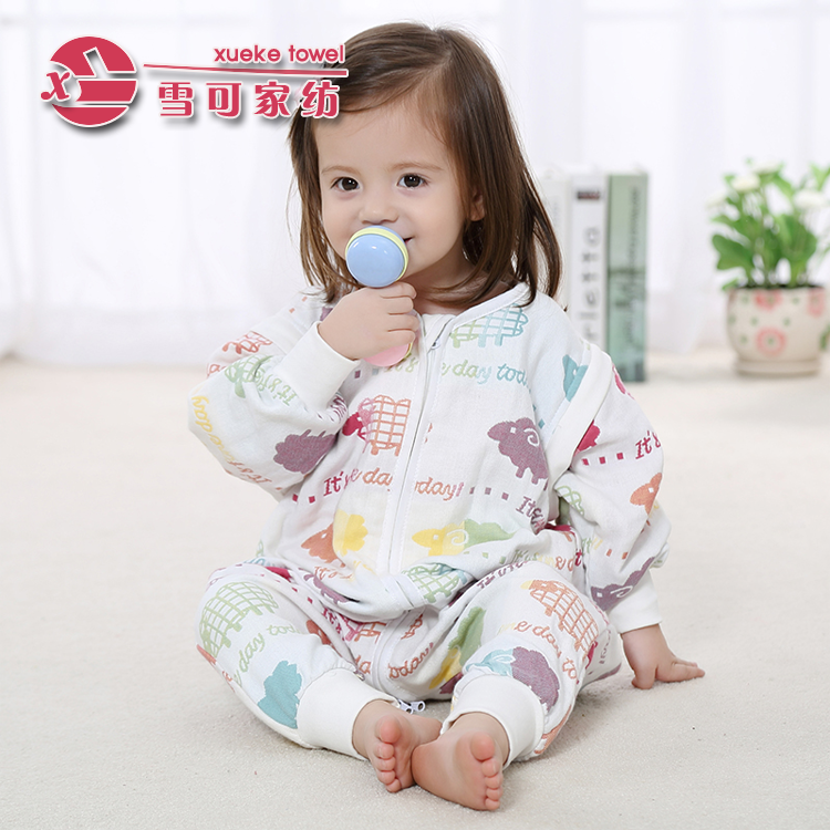 6六层纱布婴幼儿童防踢睡袋分腿爬服秋冬新款规格可定制