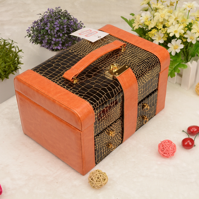 Guanyu fashion crocodile makeup box will carry the ladies' cosmetic bags