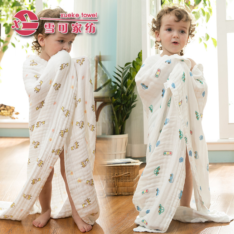 6 layers gauze seersucker fold cotton printing Class A product for baby bath towel thumbnail