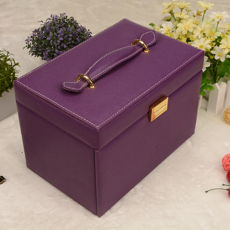 Guanyu Lychee pu leather jewelry box with three layers and two drawers Jewelry box and jewelry storage box