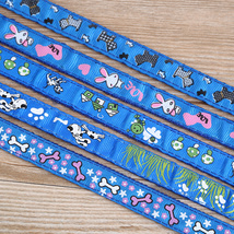 厂家直销 蓝色系各式印花织带辅料 宠物绳带