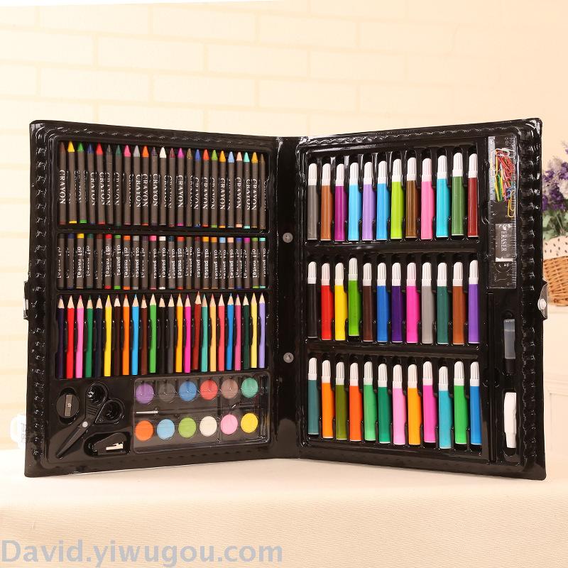 150色厂家批发定儿童文具水彩笔套装 蜡笔画笔绘画礼盒男女孩生日礼物图