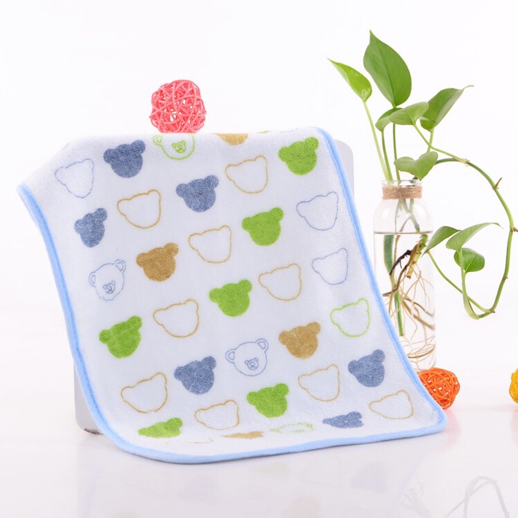Untwisted printed children's towel with edge-printed snowman children's towel, pure cotton children's towel Specification image