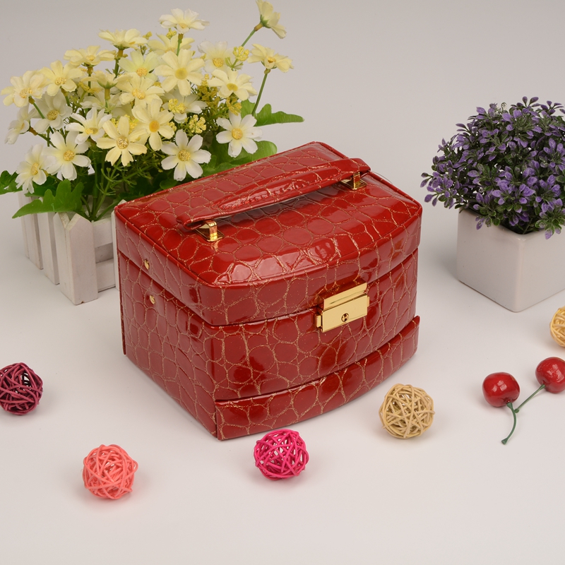 Guanyu crocodile automatic jewelry box PU three-layer jewelry box contains jewelry jewelry box