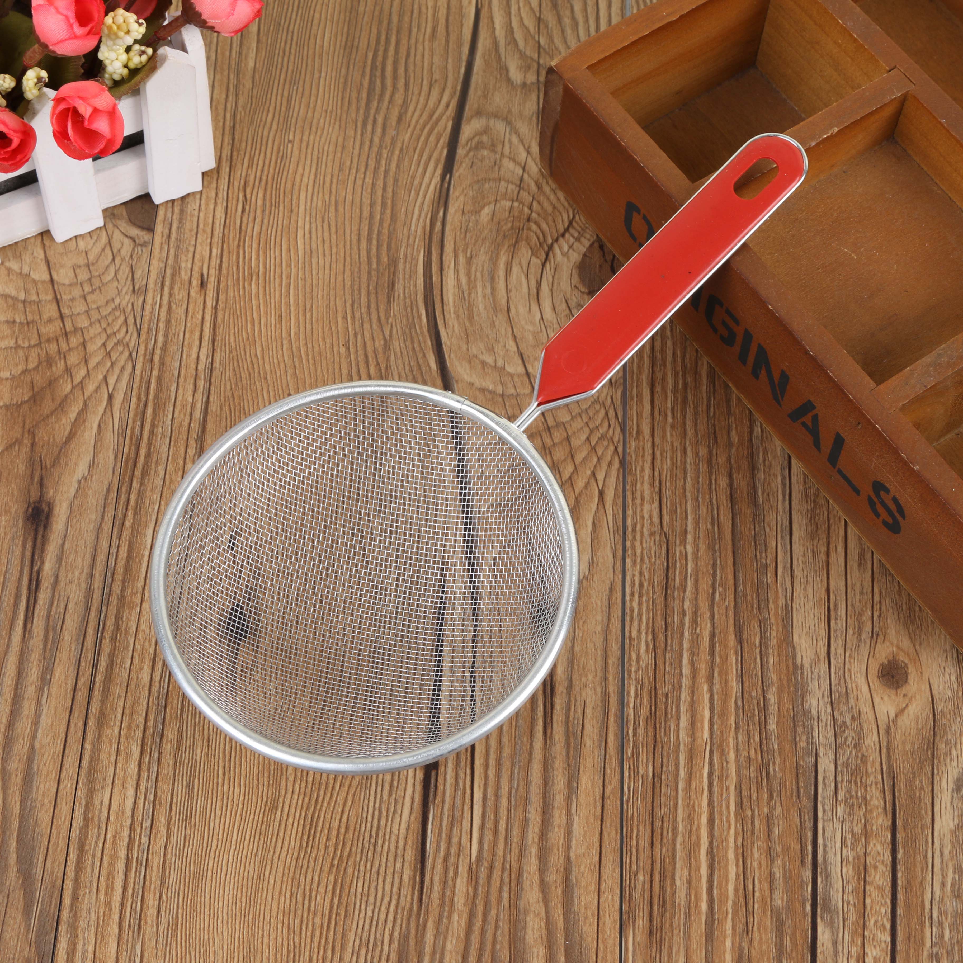 Stainless steel oil grid juice and soy milk filter screen, oil foam scooping spoon, strainer sieve Specification image