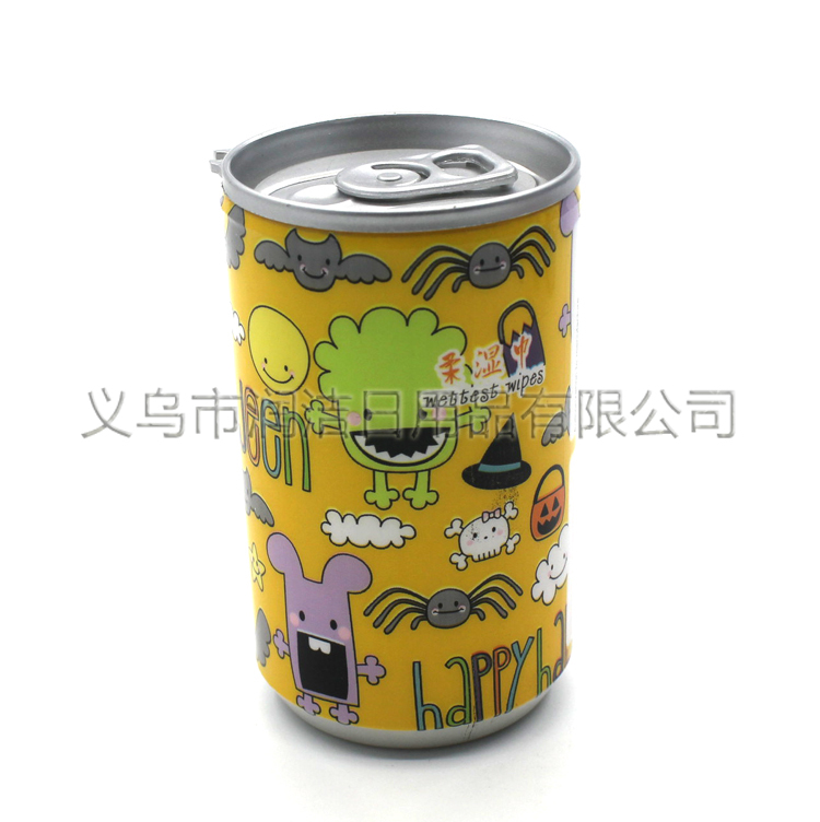 出口万圣卡通可乐罐桶装便携旅游湿巾30PCS产品图