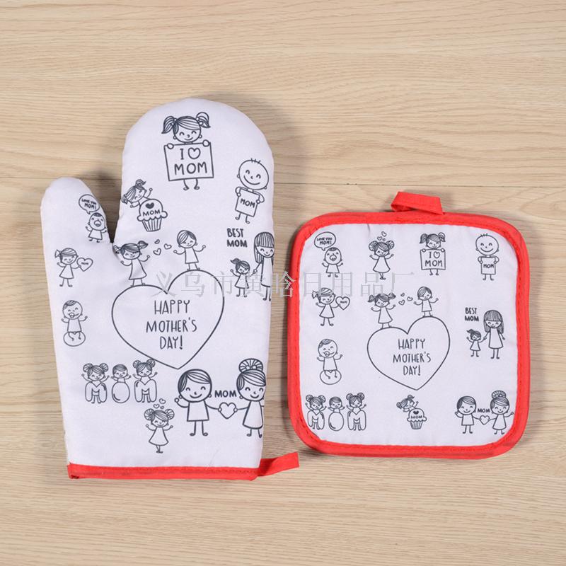 Mother's Day heat protection gloves for microwave oven oven baking gloves for heat protection for oven baking gloves for festive microwave oven gloves thumbnail