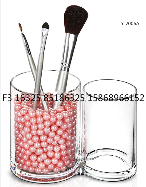 亚克力化妆盒 首饰收纳盒 珍珠化妆笔筒 新款水晶透明化妆盒