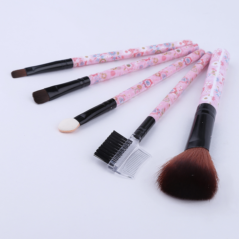 Amazon ebay Bestseller 5-piece makeup brush set, blister box with nylon bristle and wooden handle makeup brushes details Picture