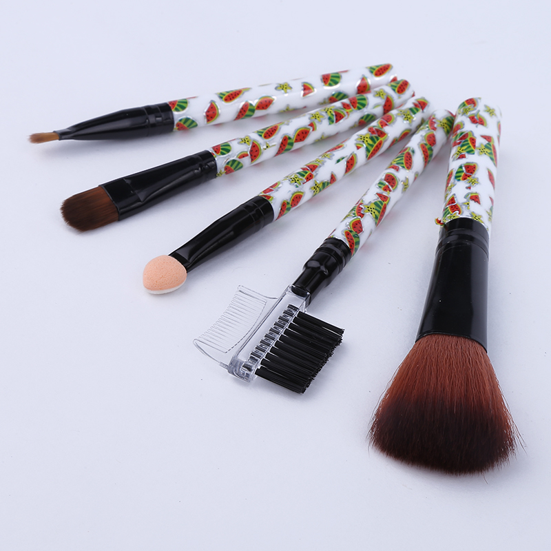Amazon ebay Bestseller 5-piece makeup brush set, blister box with nylon bristle and wooden handle makeup brushes Specification image