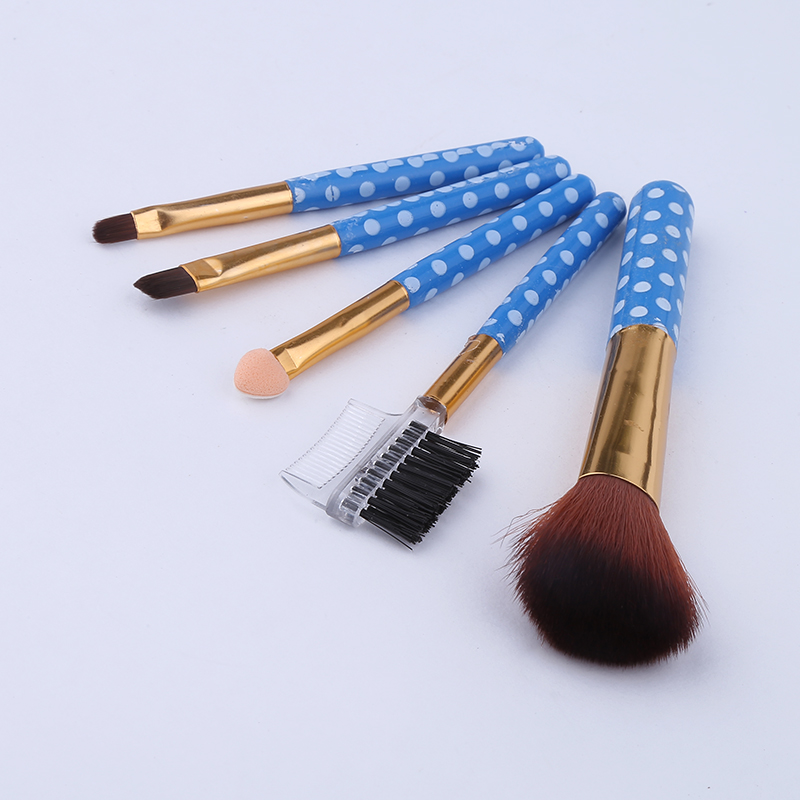 Amazon ebay Bestseller 5-piece makeup brush set, blister box with nylon bristle and wooden handle makeup brushes Application Scenario