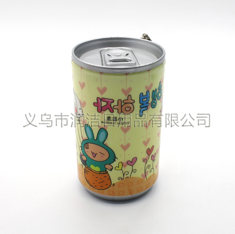 外贸卡通娃娃罐装可乐桶便携车载湿巾30PCS细节图