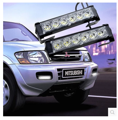 汽车中网爆闪灯一拖二超亮警示灯大功率LED日行灯长亮细节图