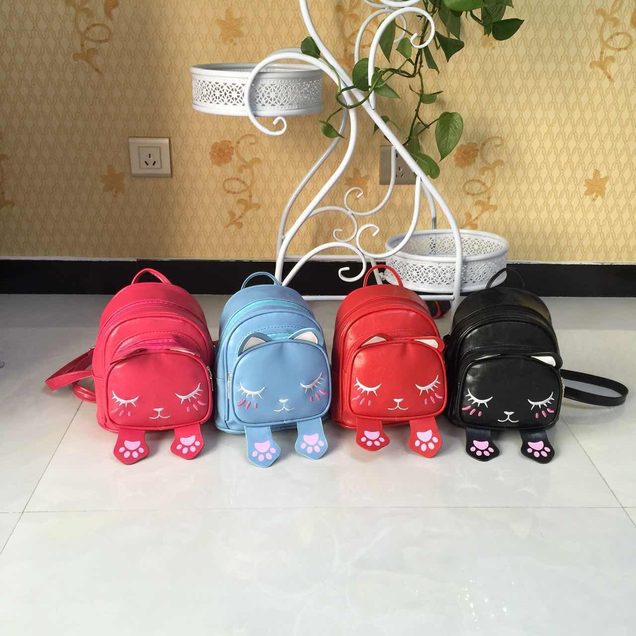 PU cat backpack, parent-child bag, children's bag, cartoon bag, girl bag