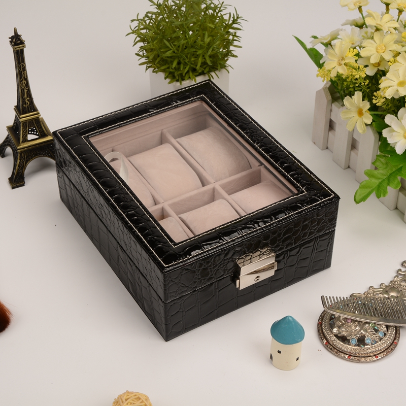 New PU watch box big sunroof watch display box manufacturer straight hair