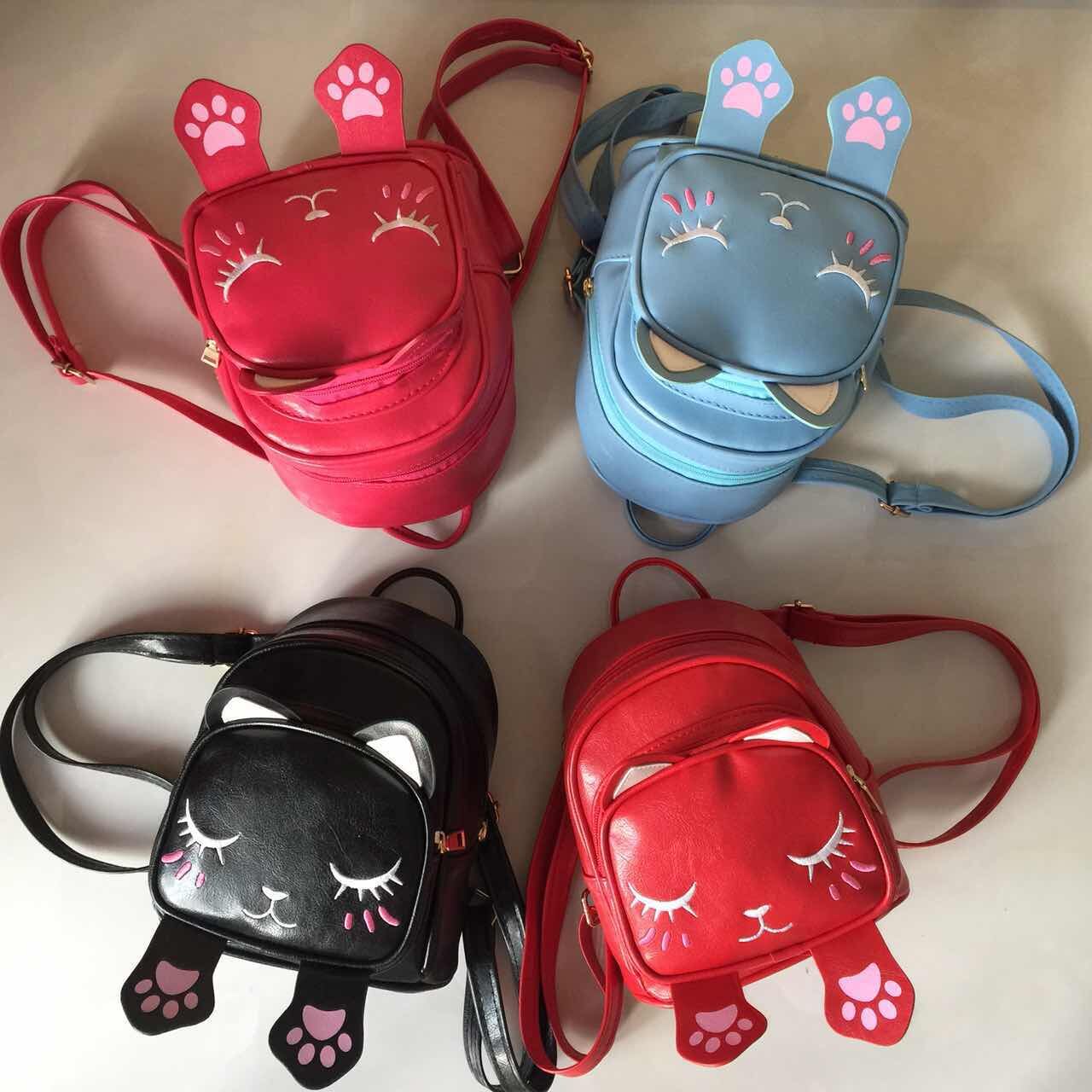 PU cat backpack, parent-child bag, children's bag, cartoon bag, girl bag details Picture