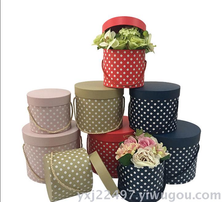 Spot wholesale flower gift box flower box hug bucket drum flower box round flower box three pieces set