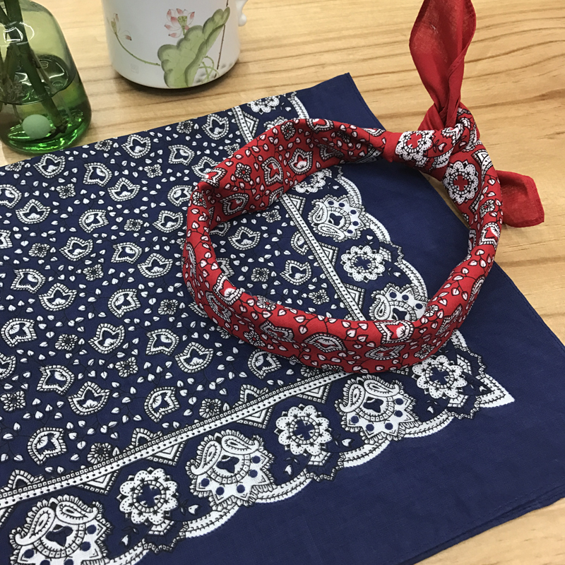 Cotton flower bandana outdoor bandana handkerchief sports sweat absorption bandana square 55CM