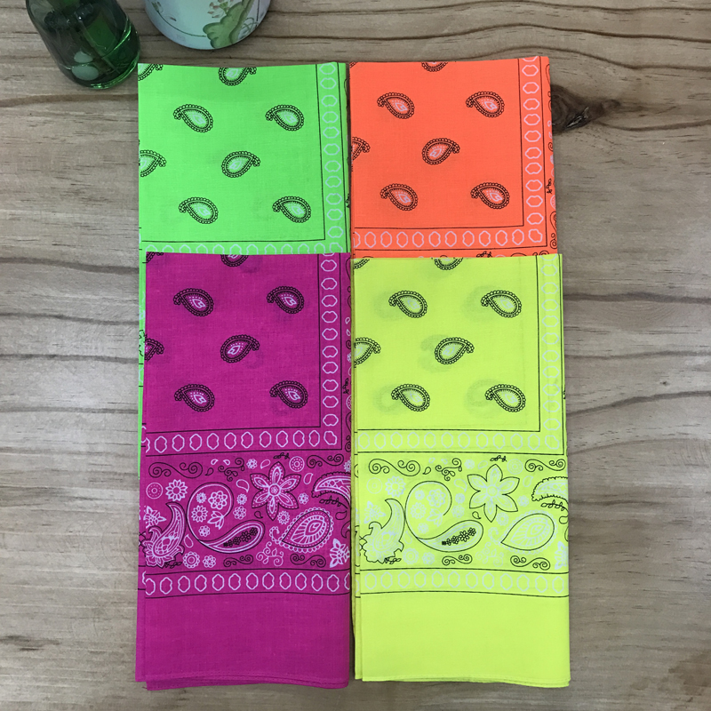 Pure cotton fluorescent scarf outdoor bandana handkerchief sports sweat absorption scarf square 55CM