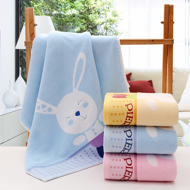 Children's cute rabbit bath towel cartoon pure cotton set gift box, high-end all-cotton gift children's bath towel Specification image