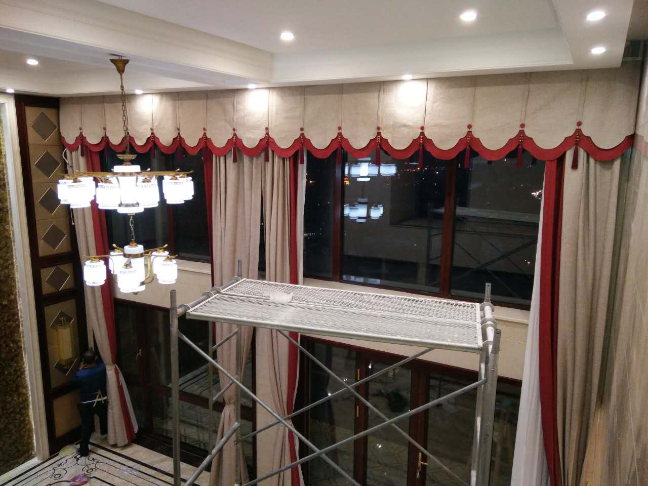 【 Haina 】 New Chinese-style bamboo Shadow and Clear breeze Spliced cotton and Linen semi-shaded Finished Custom-made product Application Scenario