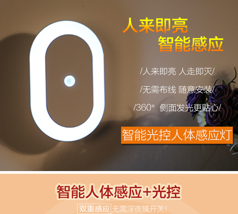 Creative infrared body sensor led smart mini night light