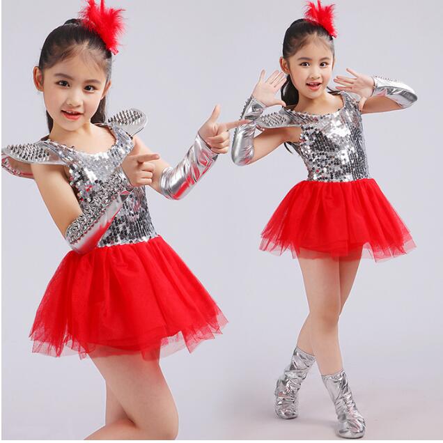 儿童演出服幼儿现代爵士舞舞蹈服啦啦操服女童舞台走秀蓬蓬裙纱裙