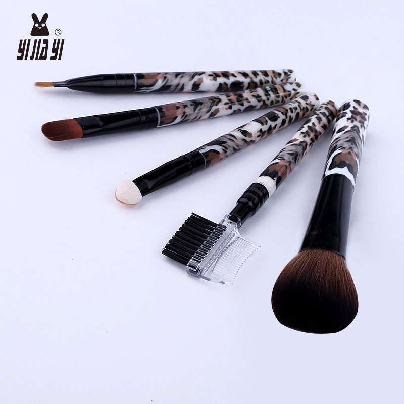 Amazon ebay Bestseller 5-piece makeup brush set, blister box with nylon bristle and wooden handle makeup brushes