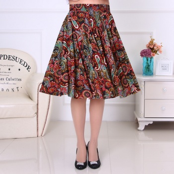 Slimming mid-length skirt, mid-length skirt for middle-aged and elderly people, floral sexy ice silk skirt, mom's dress details Picture