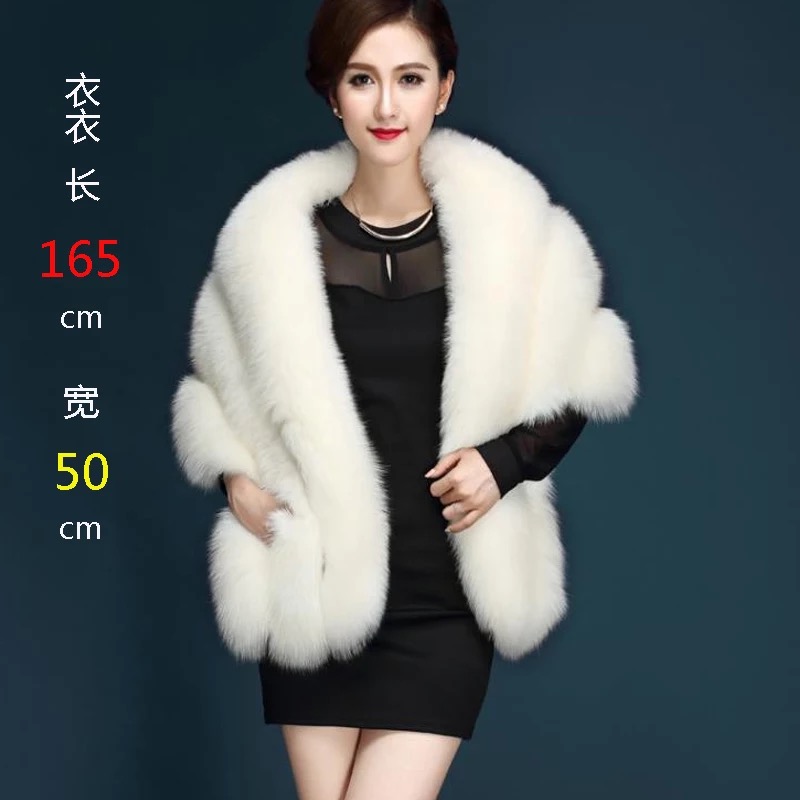 Autumn And Winter New Imitation Fox Fur Shawl Wedding Cloak Dress Imitation Fur Cloak Coat details Picture