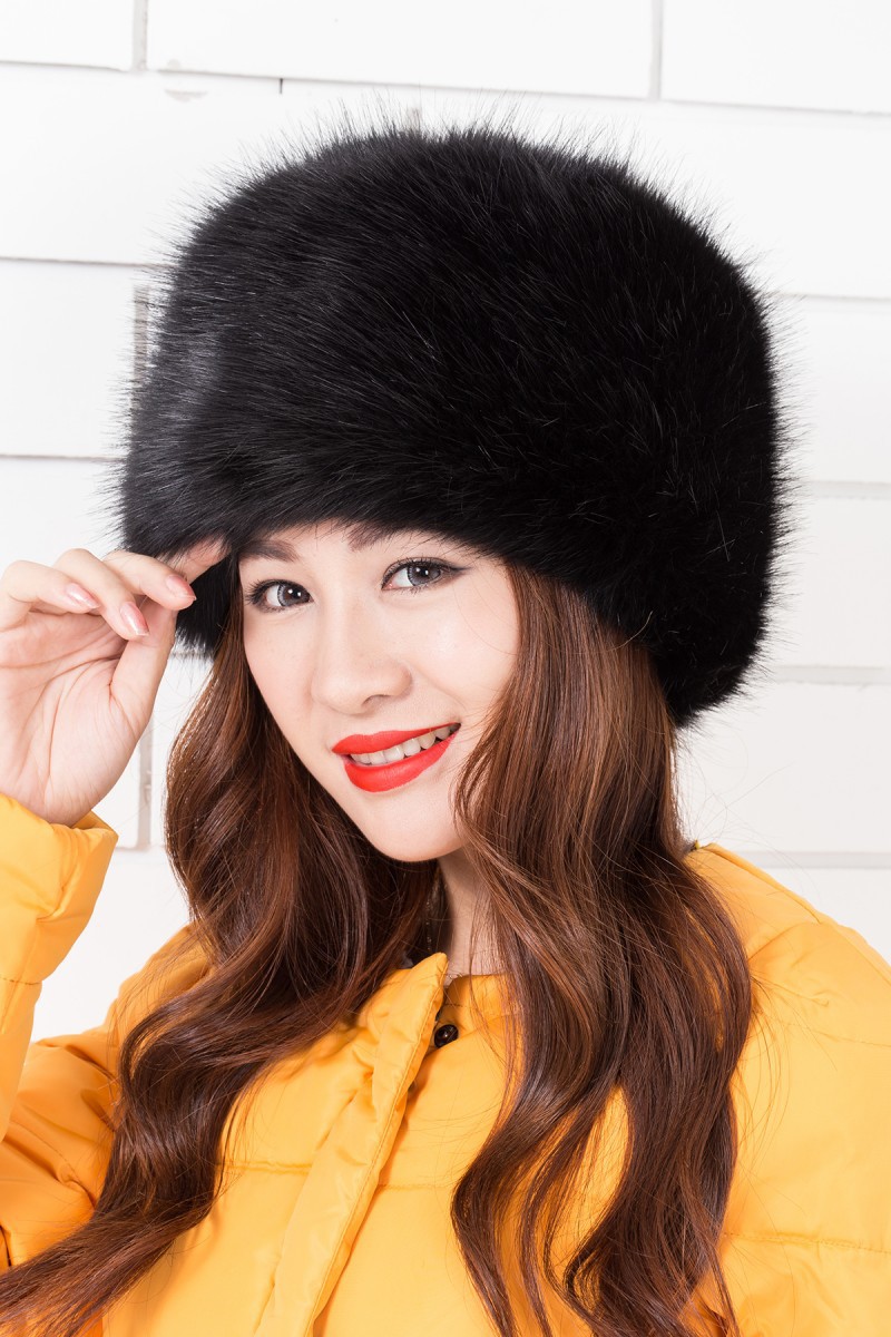 Autumn And Winter Fur Hat Imitation Fox Fur Round Flat Top Imitation Fur Thick Warm details Picture