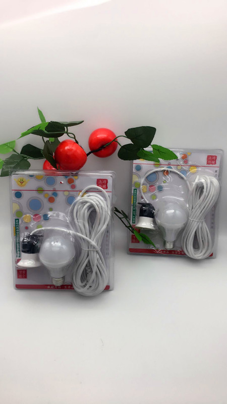 LED灯泡+开关线 方陶瓷9w灯泡 双泡包装