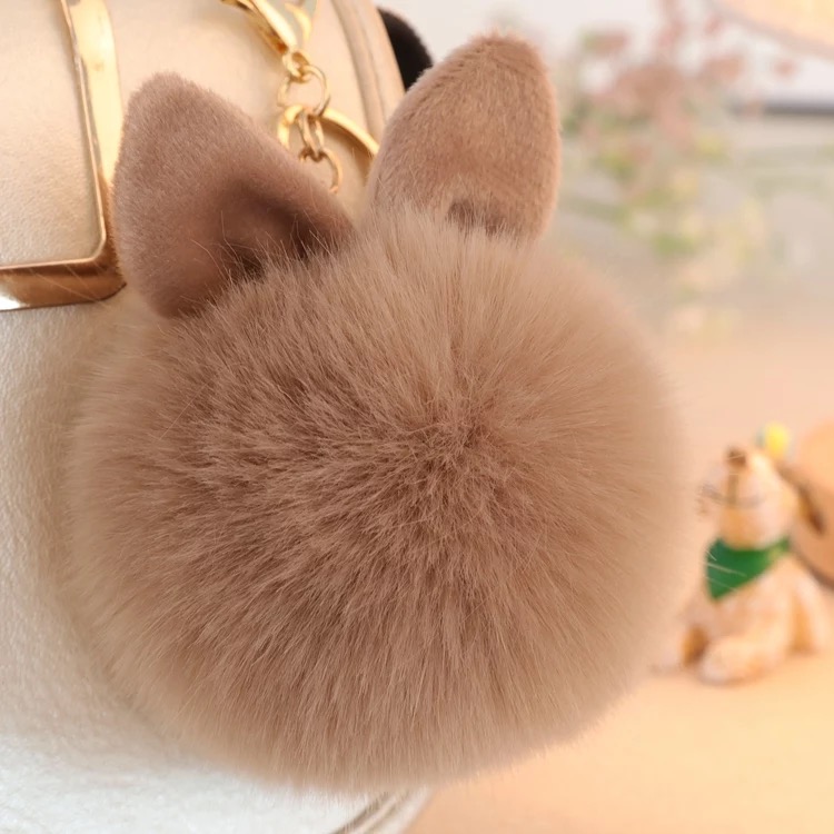 可爱韩国包包挂件挂饰毛绒仿皮草钥匙扣萌兔耳朵毛毛球