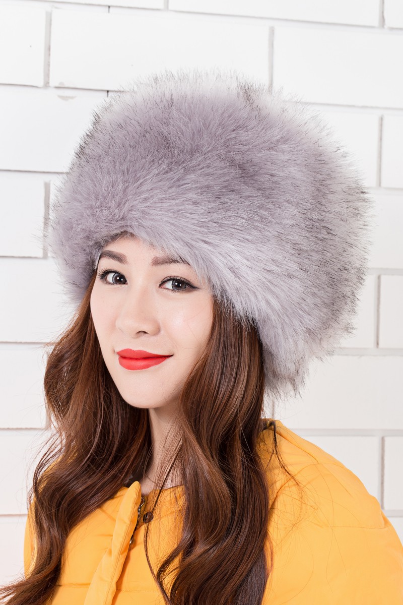Autumn And Winter Fur Hat Imitation Fox Fur Round Flat Top Imitation Fur Thick Warm Specification drawing