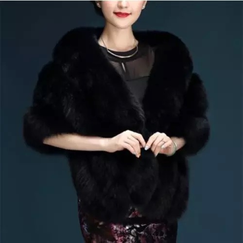 Autumn And Winter New Imitation Fox Fur Shawl Wedding Cloak Dress Imitation Fur Cloak Coat Specification drawing