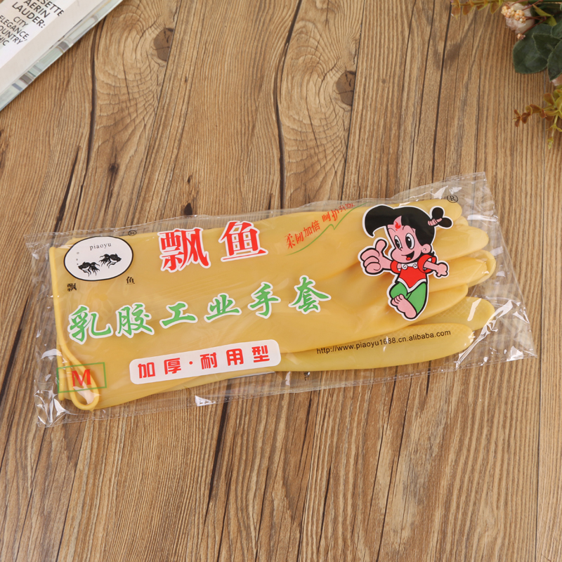 厂家直销 新款飘鱼牛筋手套乳胶手套劳保手套