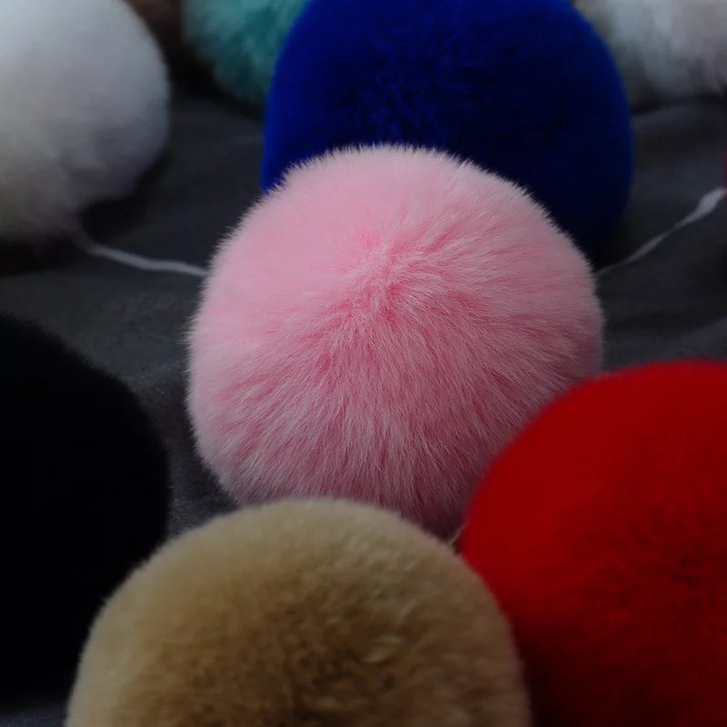 Rex Rabbit Fur Ball Bag Pendant Plush Keychain Doll Pendant Furry Ball Pendant Accessory details Picture