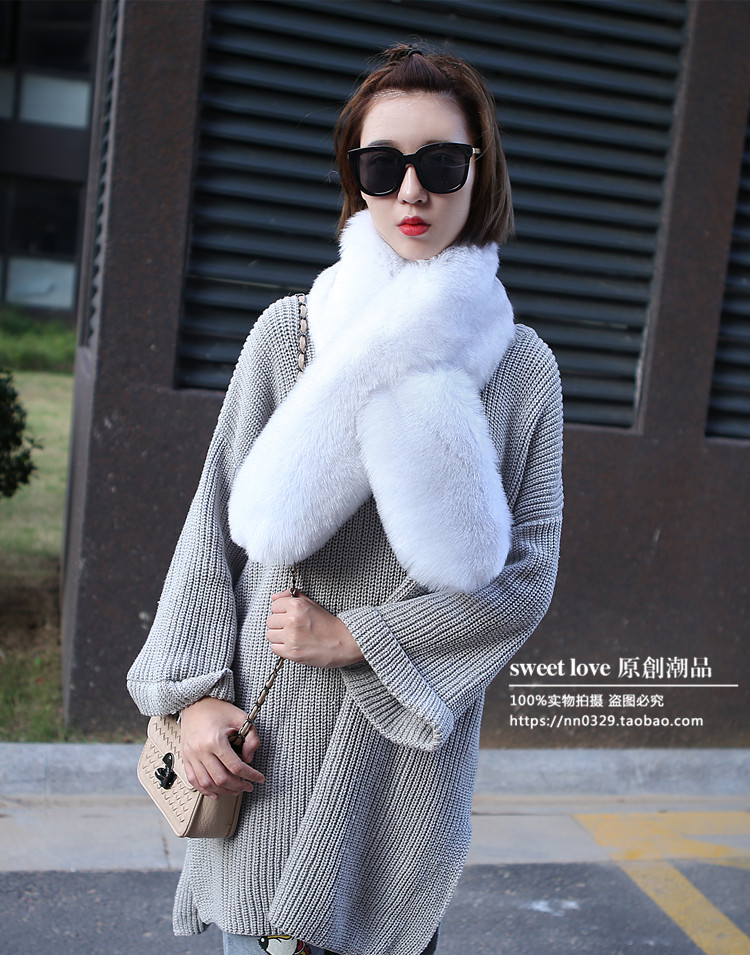 Imitation Fox Fur Bib Rabbit Hair Scarf Fur Shawl Everything Warm Woman details Picture