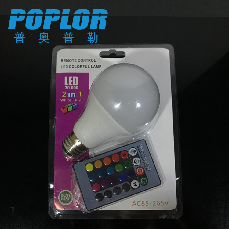 RGBW colorful remote control LED bulb light 10W smart light LED plastic coated aluminum foam A70 blister packaging