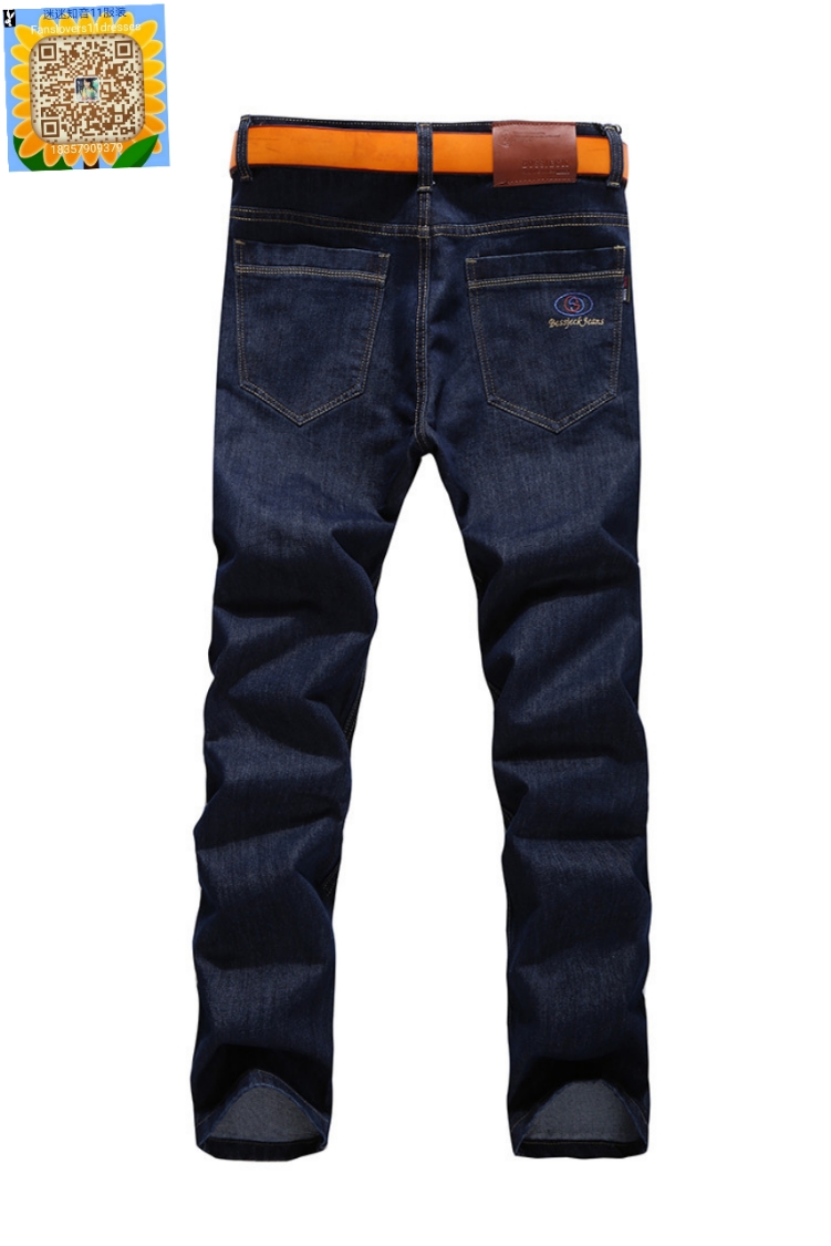 New autumn and winter men's jeans, business straight-leg long pants, thick style factory direct sales details Picture