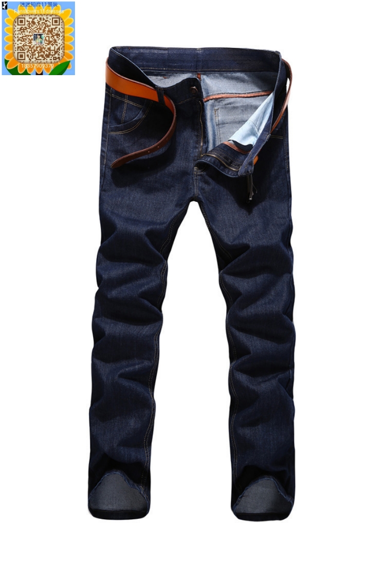 New autumn and winter men's jeans, business straight-leg long pants, thick style factory direct sales Specification image