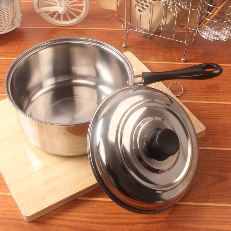 Hot-selling stainless steel single-layer milk pot with handle, thickened single-base hot pot, ten-yuan store, 9.9 yuan wholesale Specification image