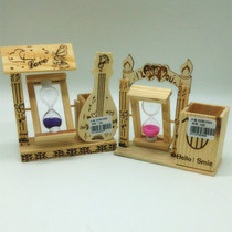 Wooden pen holder hourglass gift ornament