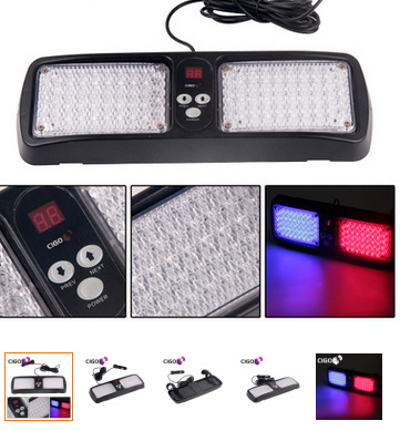 汽车遮阳板爆闪灯 12种模式 86颗高亮LED频闪灯红蓝爆闪
